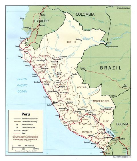 Peru Political Map 1991