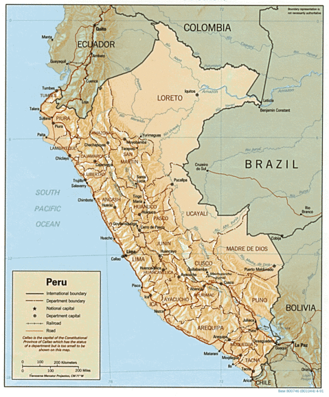 Mapa Físico de Perú 1991