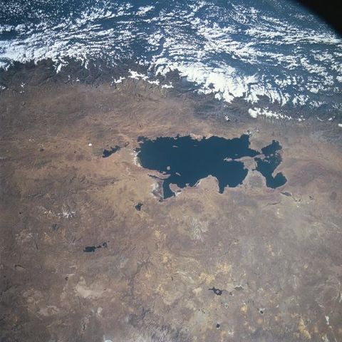 Satellite Image, Photo of Lake Titicaca, Peru and Bolivia