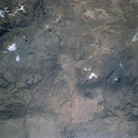 Satellite Image, Photo of Sabancaya, Chachani, El Misti Volcanoes, Peru