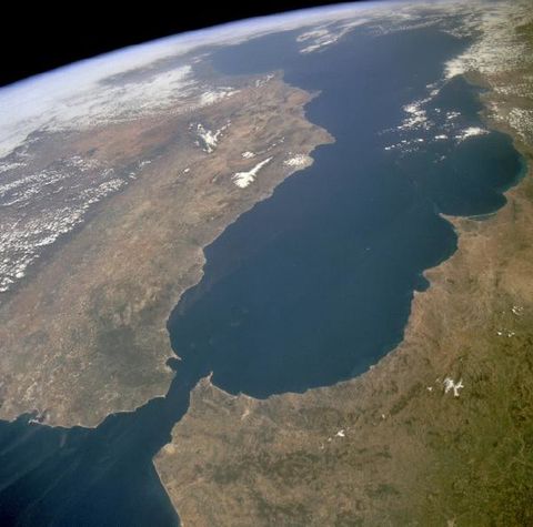 The Strait of Gibraltar a natural barrier between Spain and Morocco