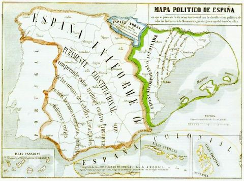 Spain political map 1854