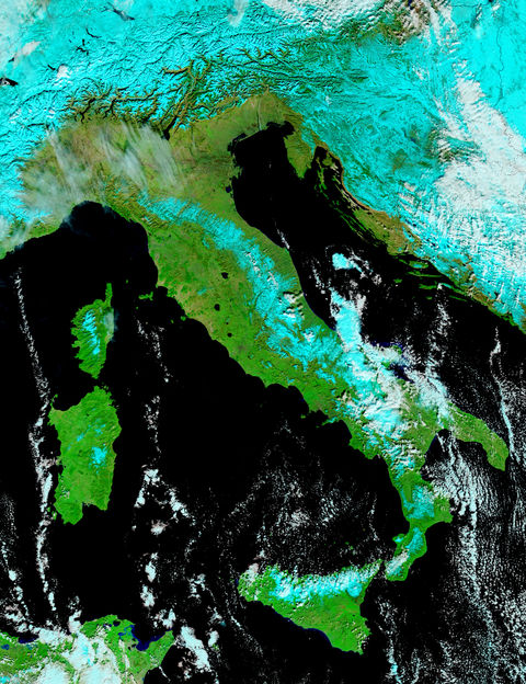 Nieve en Italia y Sicilia