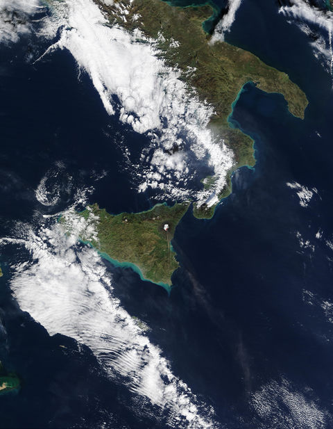 Eruption of Mount Etna in Sicily