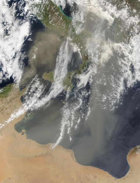 Dust Storm over the Mediterranean Sea