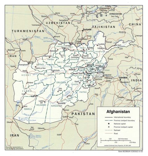 Afghanistan Political Map 2002 | Gifex