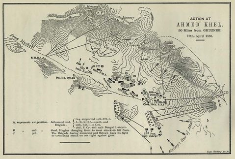 Map of Action at Ahmed Khel, Afghanistan 1880