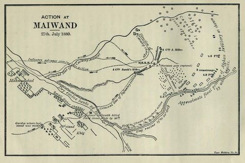 Map of Actions at Maiwand, Afghanistan 1880