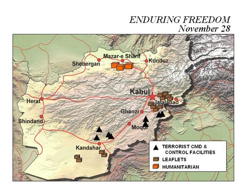 Enduring Freedom Map, Afghanistan 28 November 2001