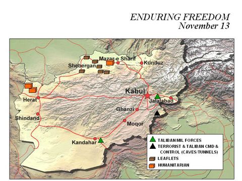 Enduring Freedom Map, Afghanistan 13 November 2001