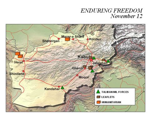 Enduring Freedom Map, Afghanistan 12 November 2001