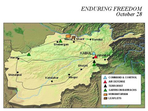 Enduring Freedom Map, Afghanistan 28 October 2001