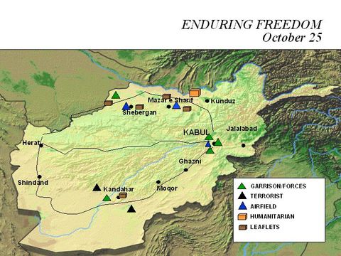 Enduring Freedom Map, Afghanistan 25 October 2001