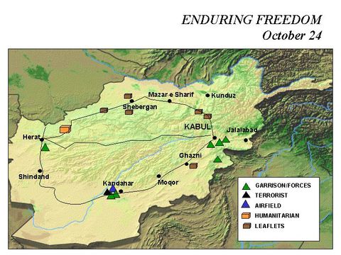 Enduring Freedom Map, Afghanistan 24 October 2001