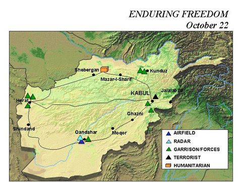 Enduring Freedom Map, Afghanistan 22 October 2001