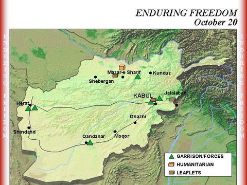 Enduring Freedom Map, Afghanistan 20 October 2001