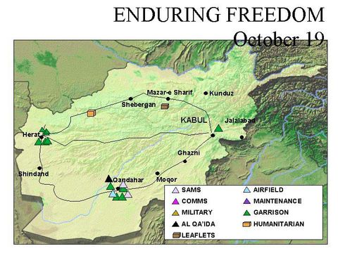 Enduring Freedom Map, Afghanistan 19 October 2001