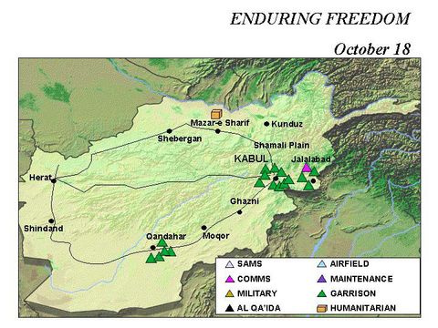 Enduring Freedom Map, Afghanistan 18 October 2001