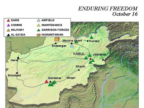 Enduring Freedom Map, Afghanistan 16 October 2001