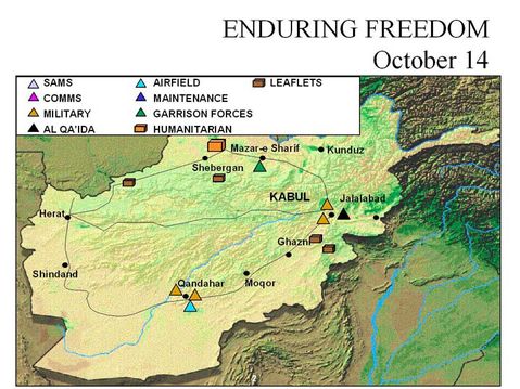 Enduring Freedom Map, Afghanistan 14 October 2001