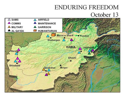 Enduring Freedom Map, Afghanistan 13 October 2001