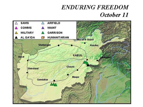 Enduring Freedom Map, Afghanistan 11 October 2001