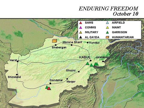 Enduring Freedom Map, Afghanistan 10 October 2001