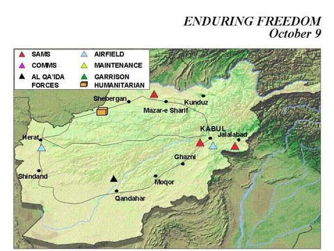 Enduring Freedom Map, Afghanistan 9 October 2001