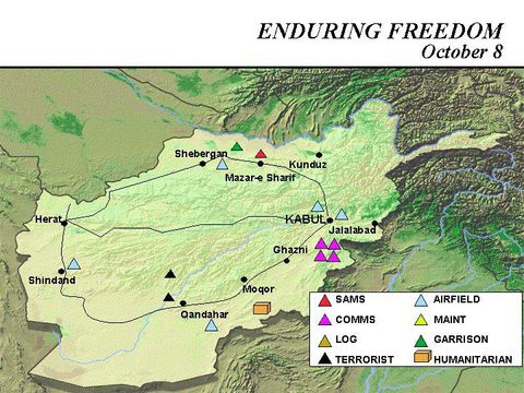 Enduring Freedom Map, Afghanistan 8 October 2001