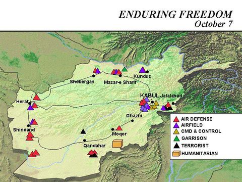 Enduring Freedom Map, Afghanistan 7 October 2001