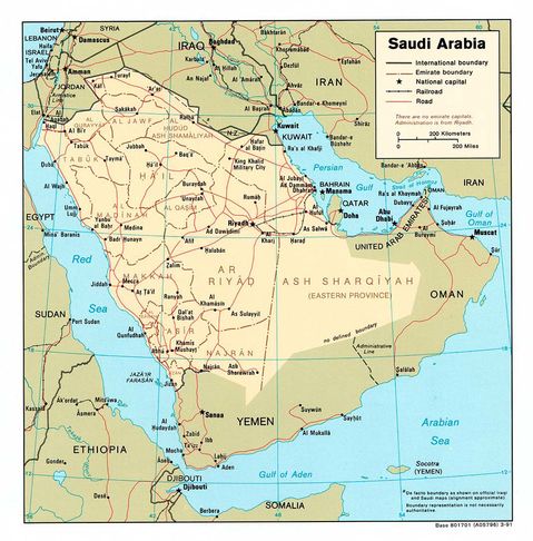 Mapa Político de Arabia Saudita 1991