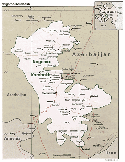 Mapa Político de Nagorno Karabaj 1993