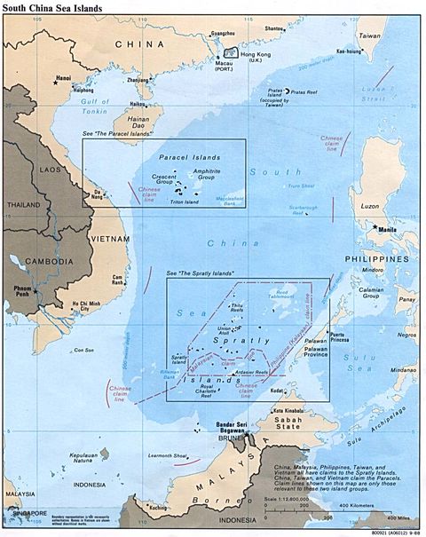 South China Sea Islands Political Map 1988