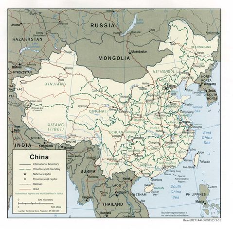 China Political Map 2001