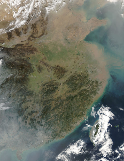 Fires, smoke and haze across Eastern China