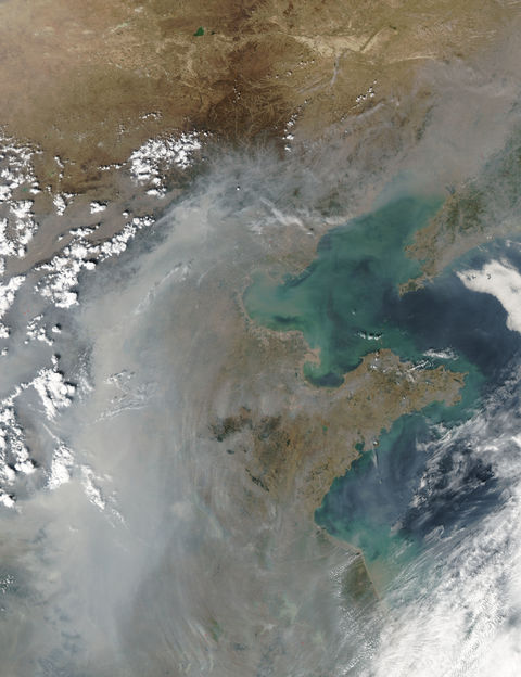 Contaminación encima de China oriental