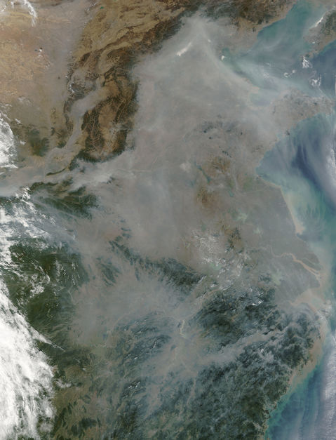 Contaminación encima de China oriental