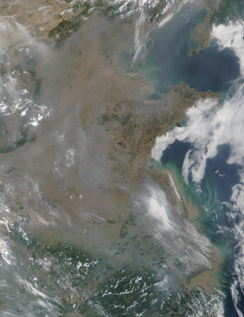 Fires and smoke in China