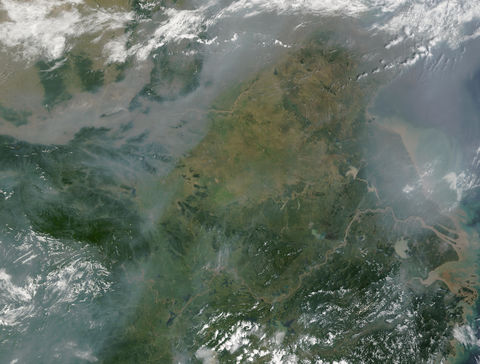 Pollution and fires in China