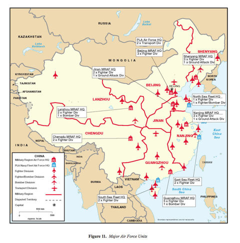 Principales Unidades de la Fuerza Aérea de China 2007