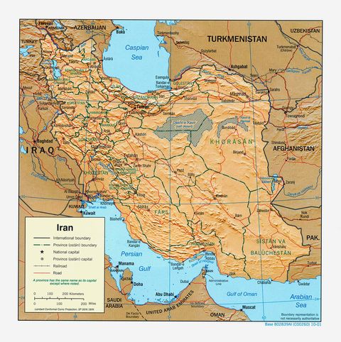 Iran Physical Map 2001