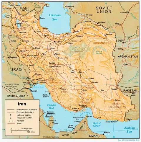 Mapa Físico de Irán 1990