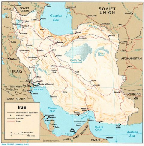 Iran Physical Map 1982