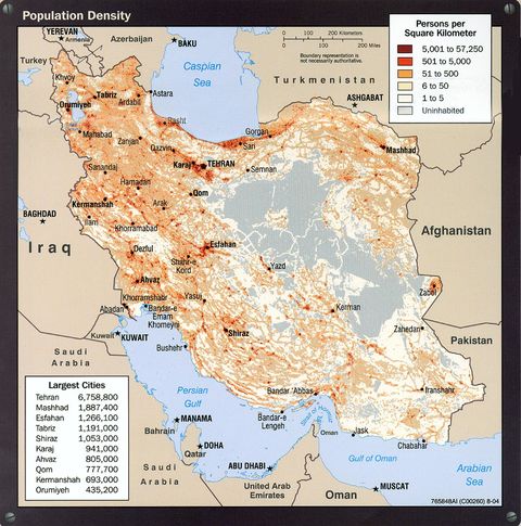 Densidad Poblacional de Irán 2004