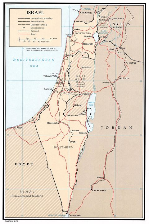 Israel Political Map 1972