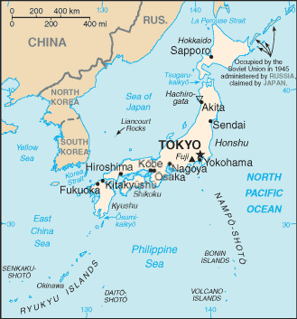 Mapa Político Pequeña Escala de Japón 2007