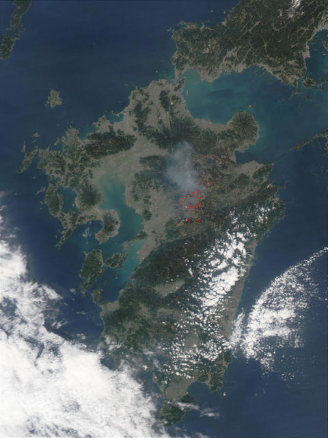 Fires on Kyushu Island, Japan