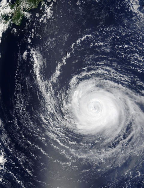 Typhoon Sinlaku (22W) southeast of Japan