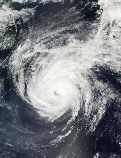 Super Typhoon Phanfone (19W) south of Japan