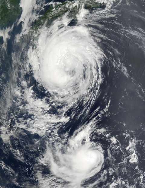 Typhoons Fengshen and Fung-Wong off Japan